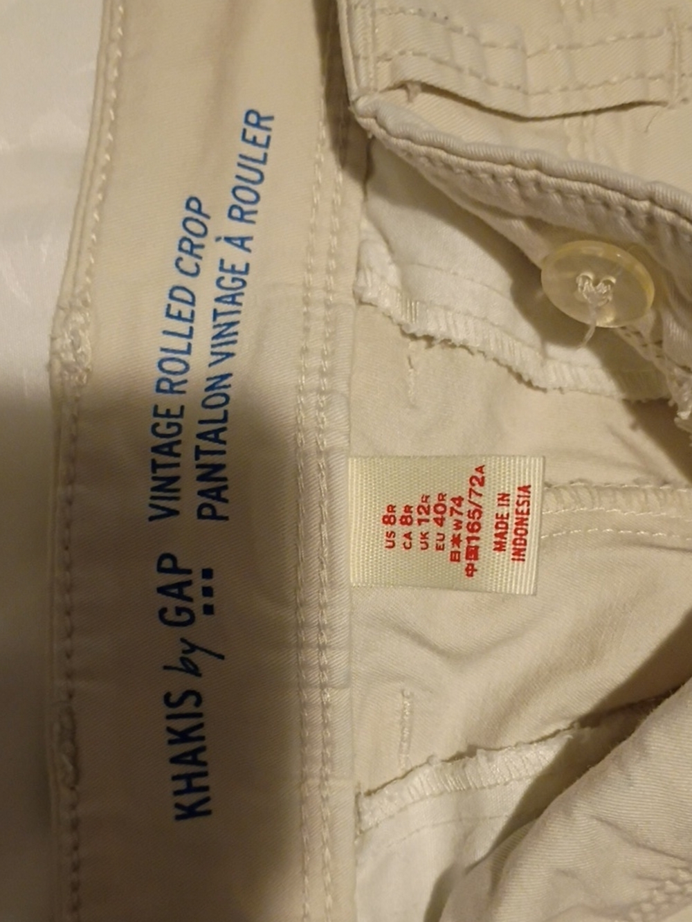 GAP Vintage Rolled Crop Khaki Jeans - White